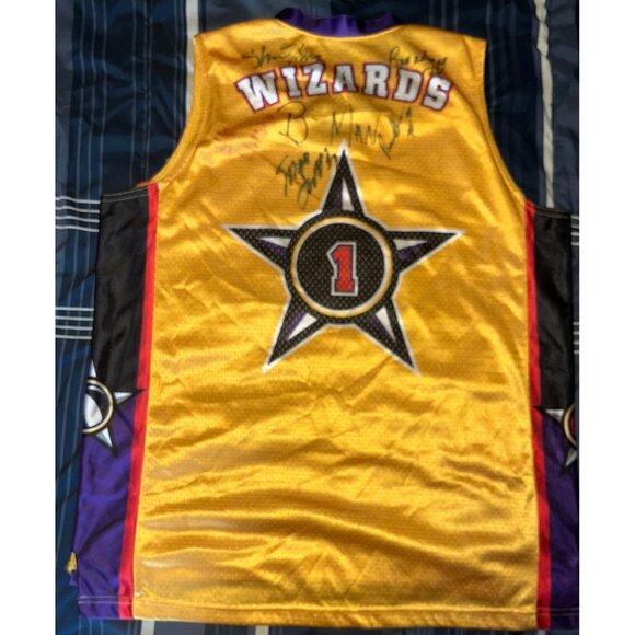 Harlem Wizards Yellow Basketball Jersey #1 Autographed by Team Players - Picture 2 of 5